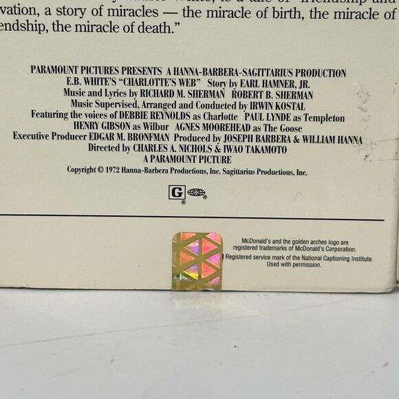 Charlottes Web VHS Movie 1973 - Picture 11 of 14